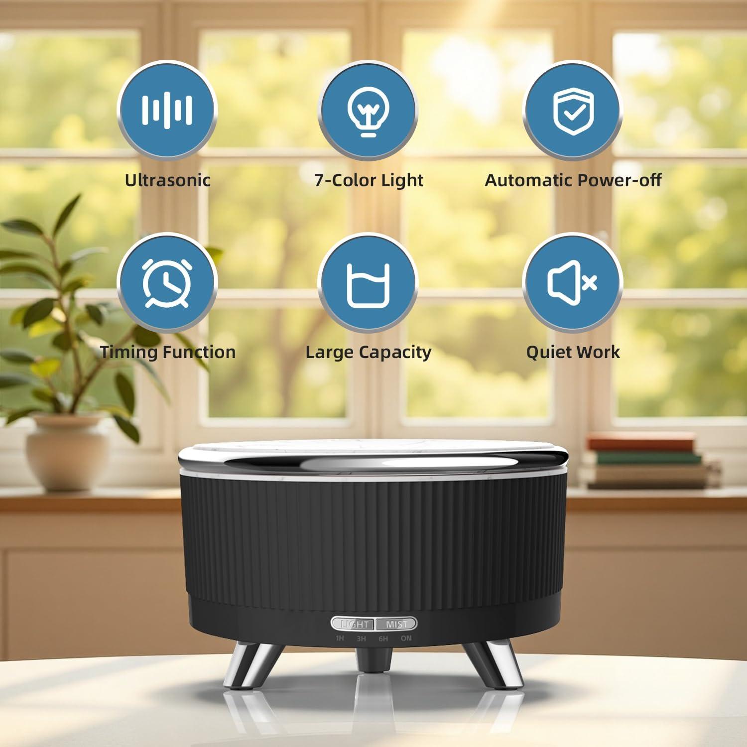 Difusor de Aceite Esencial YOUENKITY 500ml Ultrasónico Negro