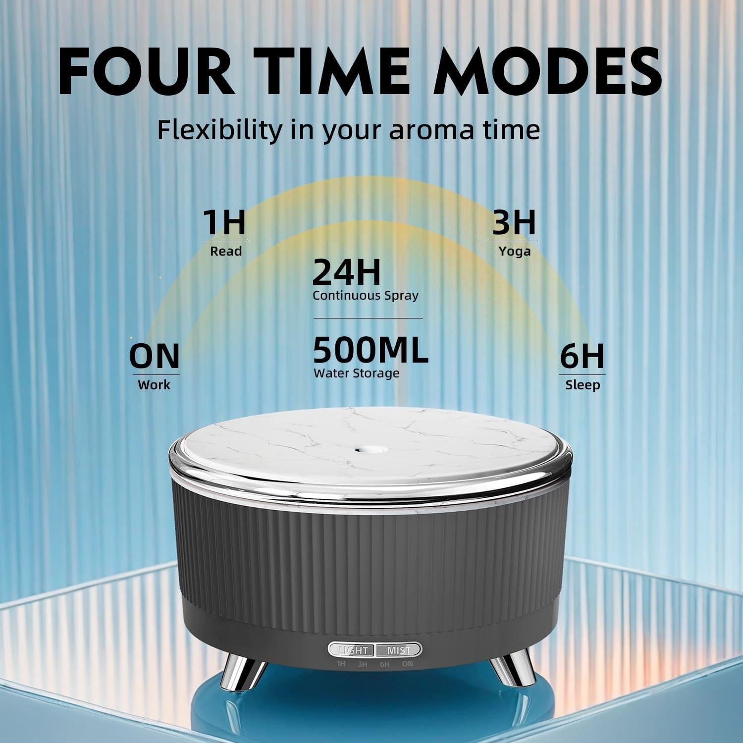 Difusor de Aceite Esencial YOUENKITY 500ml Ultrasónico Negro