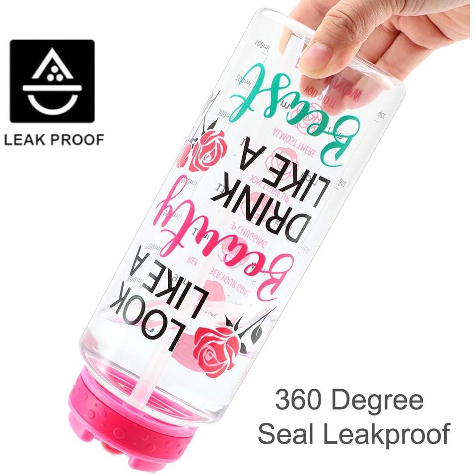 Botella de Agua Motivacional Home Tune 32oz SIN BPA Rosa