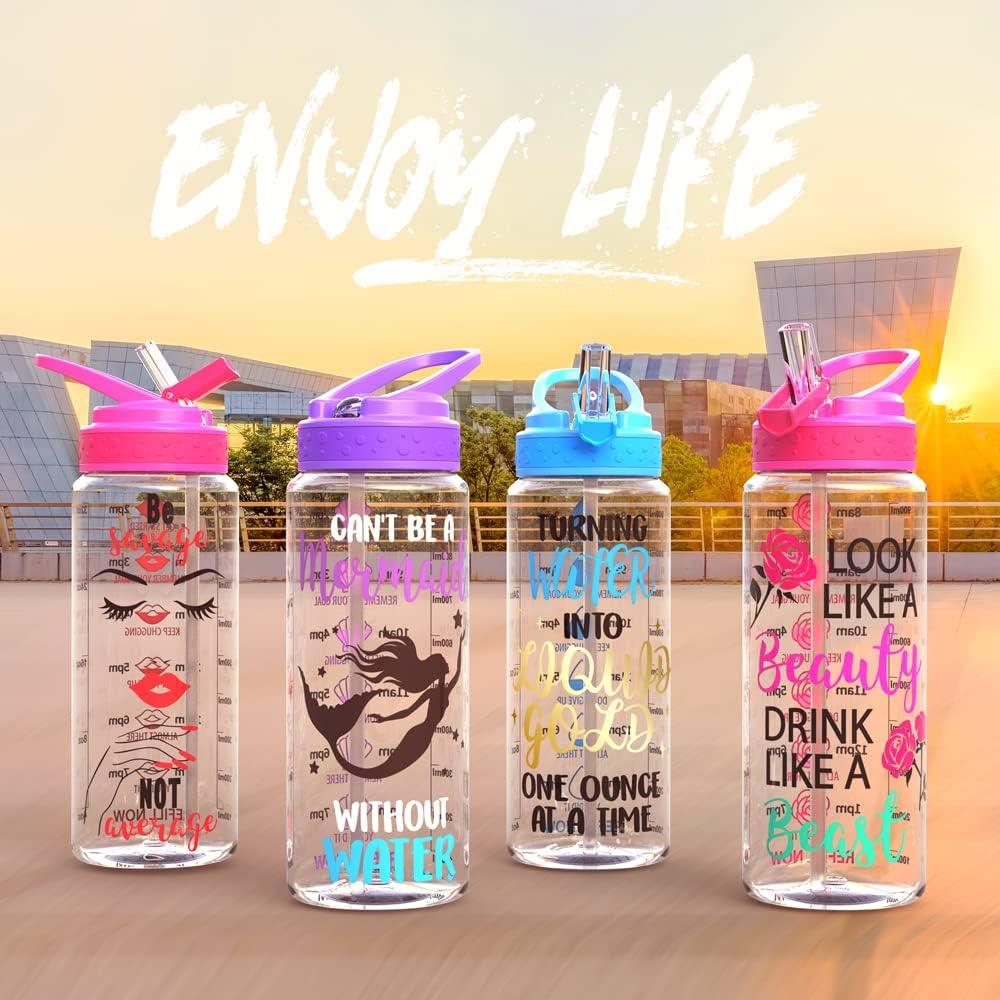 Botella de Agua Motivacional Home Tune 32oz SIN BPA Rosa