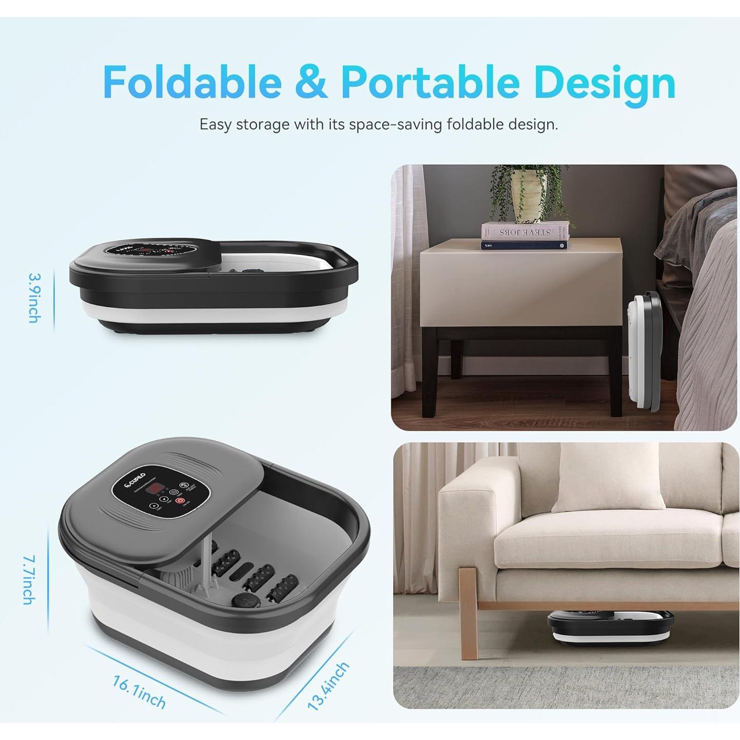 Masajeador de pies CuPiLo con calor y burbujas, plegable