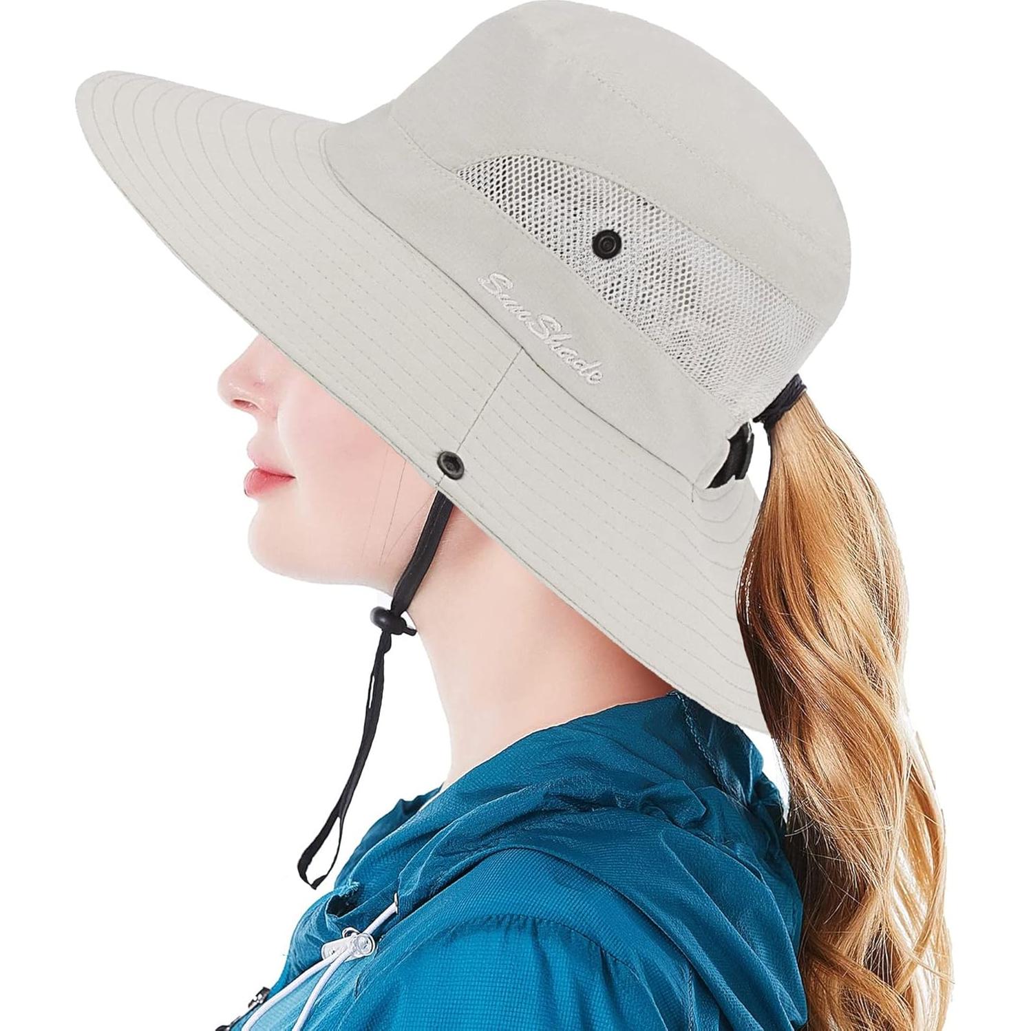 Sombrero de Sol Plegable para Mujeres con Agujero para Coleta