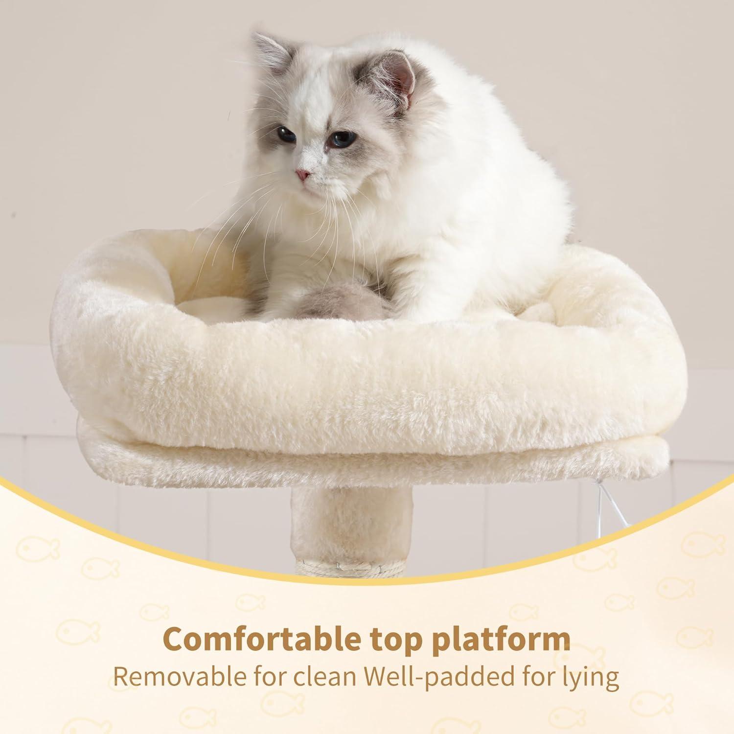 Árbol para Gatos Heybly 110 cm Beige con Juguete y Rascador