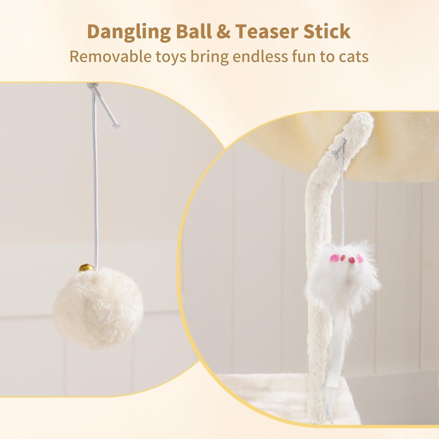 Árbol para Gatos Heybly 110 cm Beige con Juguete y Rascador