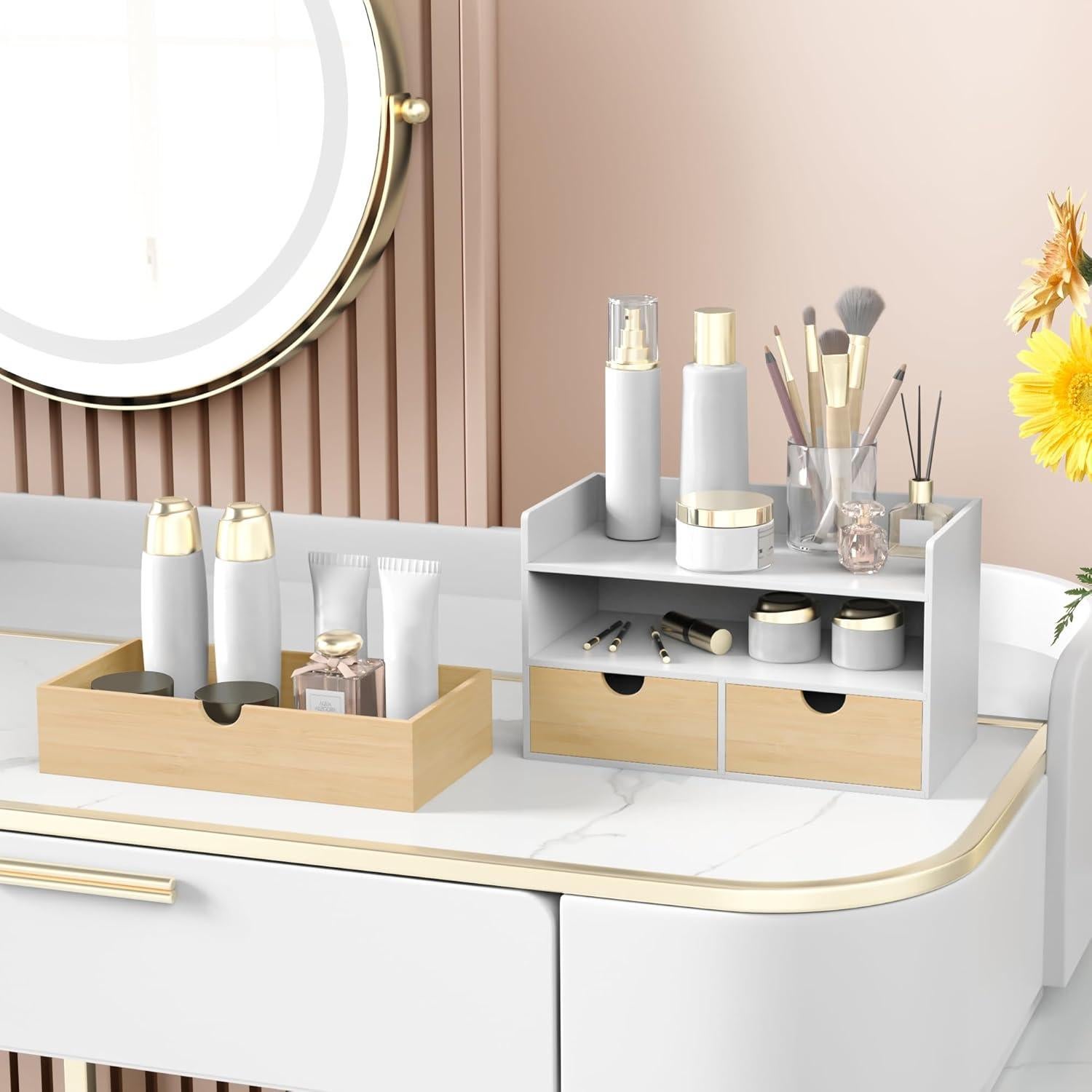 Organizador de Escritorio Wisuce de Bambú Natural con 3 Cajones