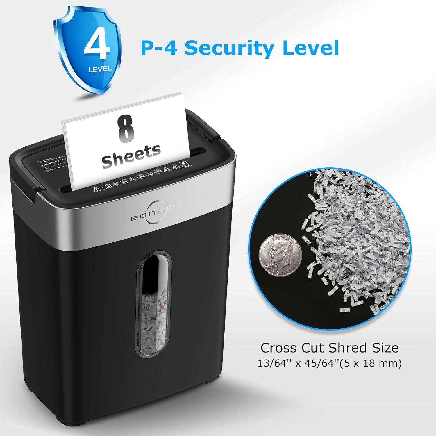 Trituradora de Papel BONSEN S3101 8 Hojas Corte Cruzado 4 Gal