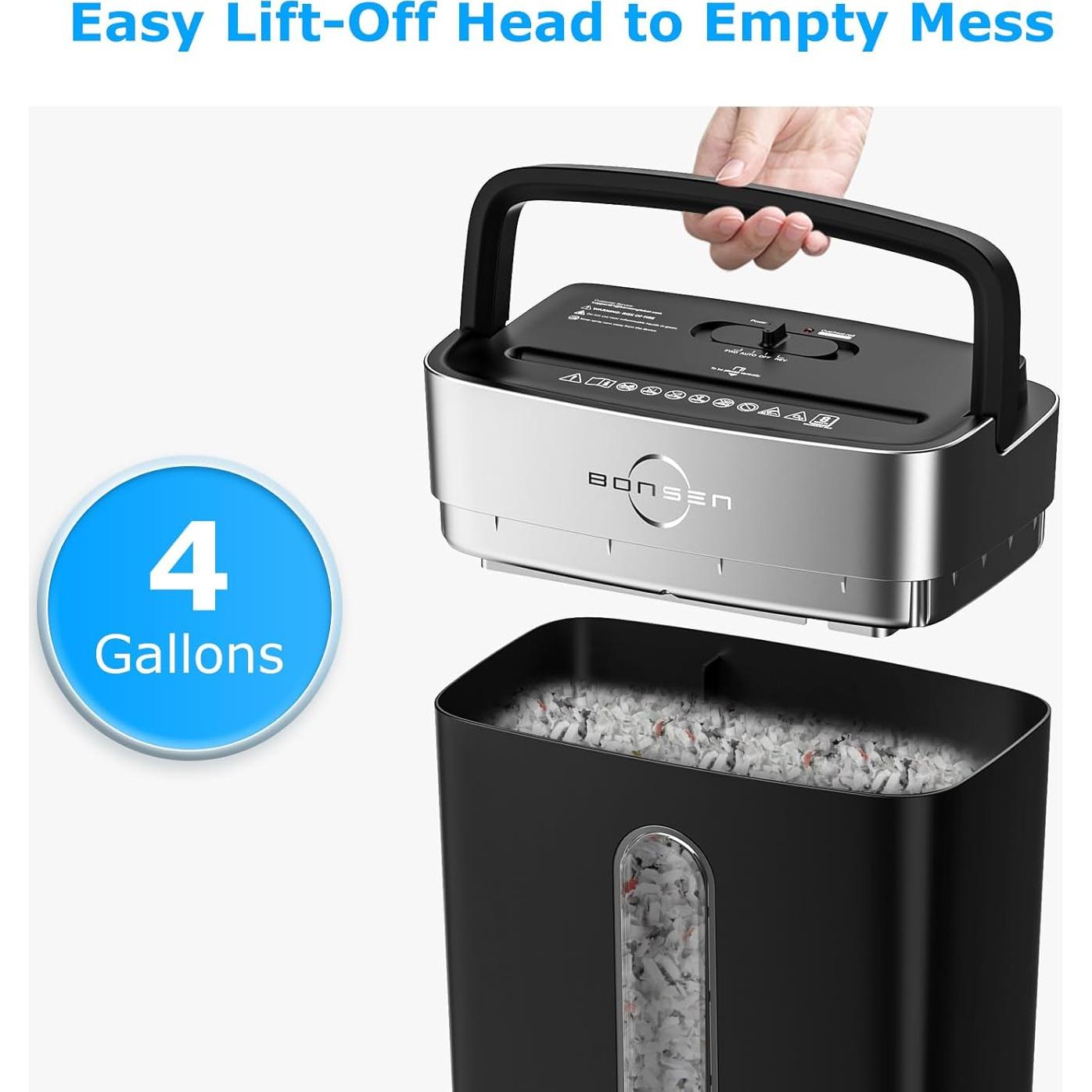 Trituradora de Papel BONSEN S3101 8 Hojas Corte Cruzado 4 Gal