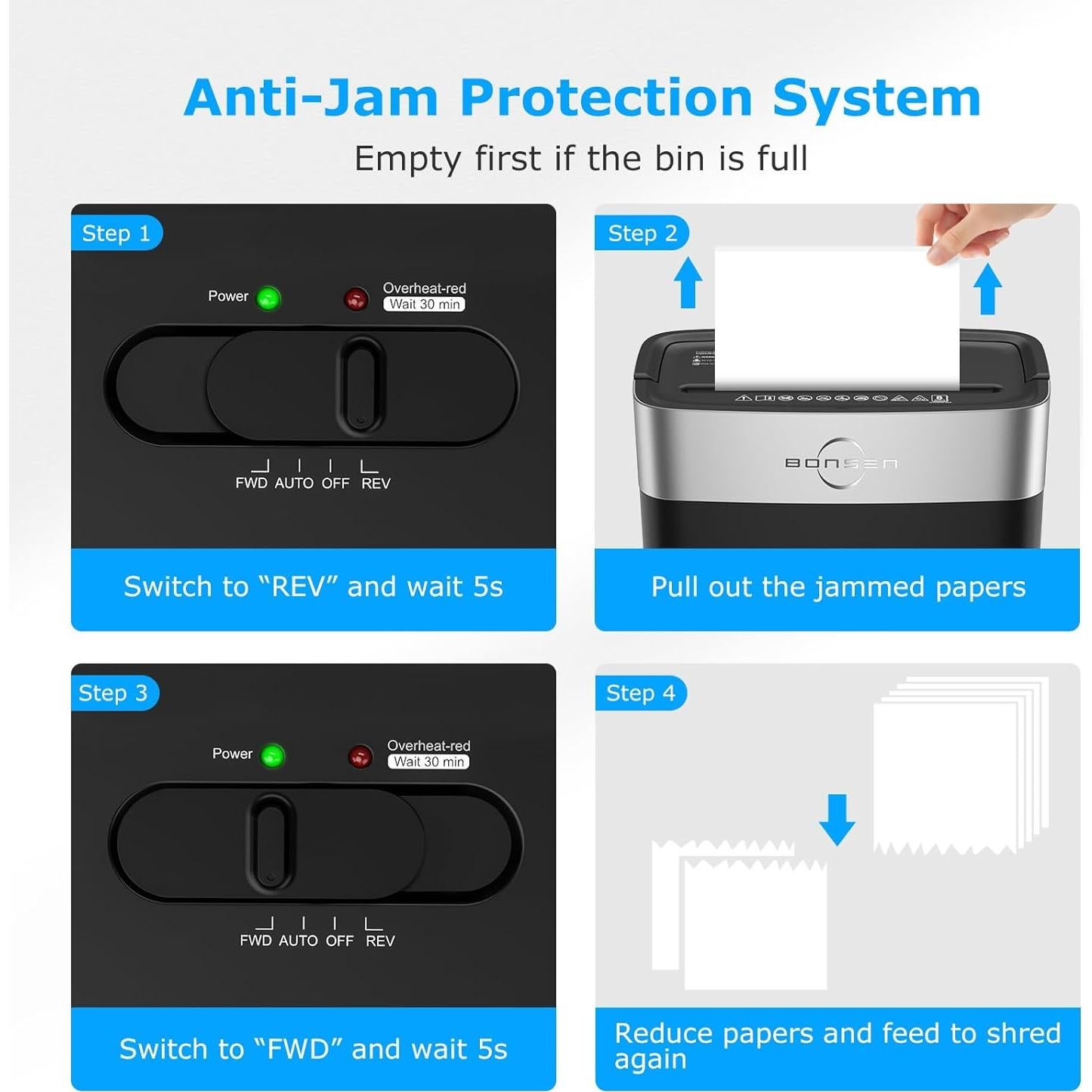 Trituradora de Papel BONSEN S3101 8 Hojas Corte Cruzado 4 Gal