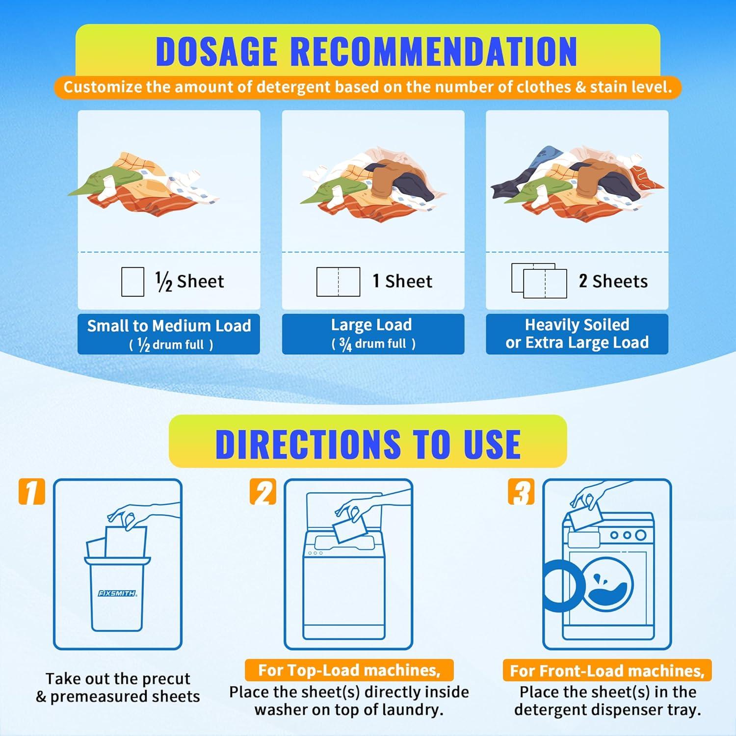 Hojas de Detergente para Ropa FIXSMITH - 30 Hojas Aroma Lino Fresco