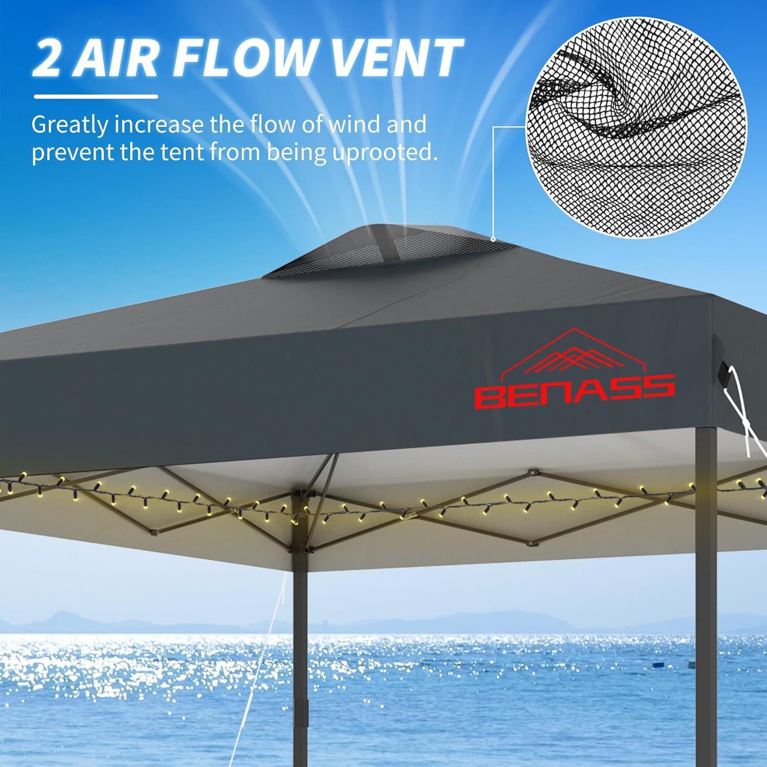 Carpa Pop Up 10x10 Benass Gris Resistente al Agua con Paredes