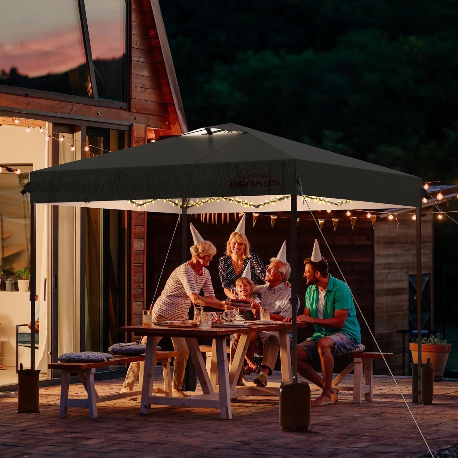 Carpa Pop Up 10x10 Benass Gris Resistente al Agua con Paredes