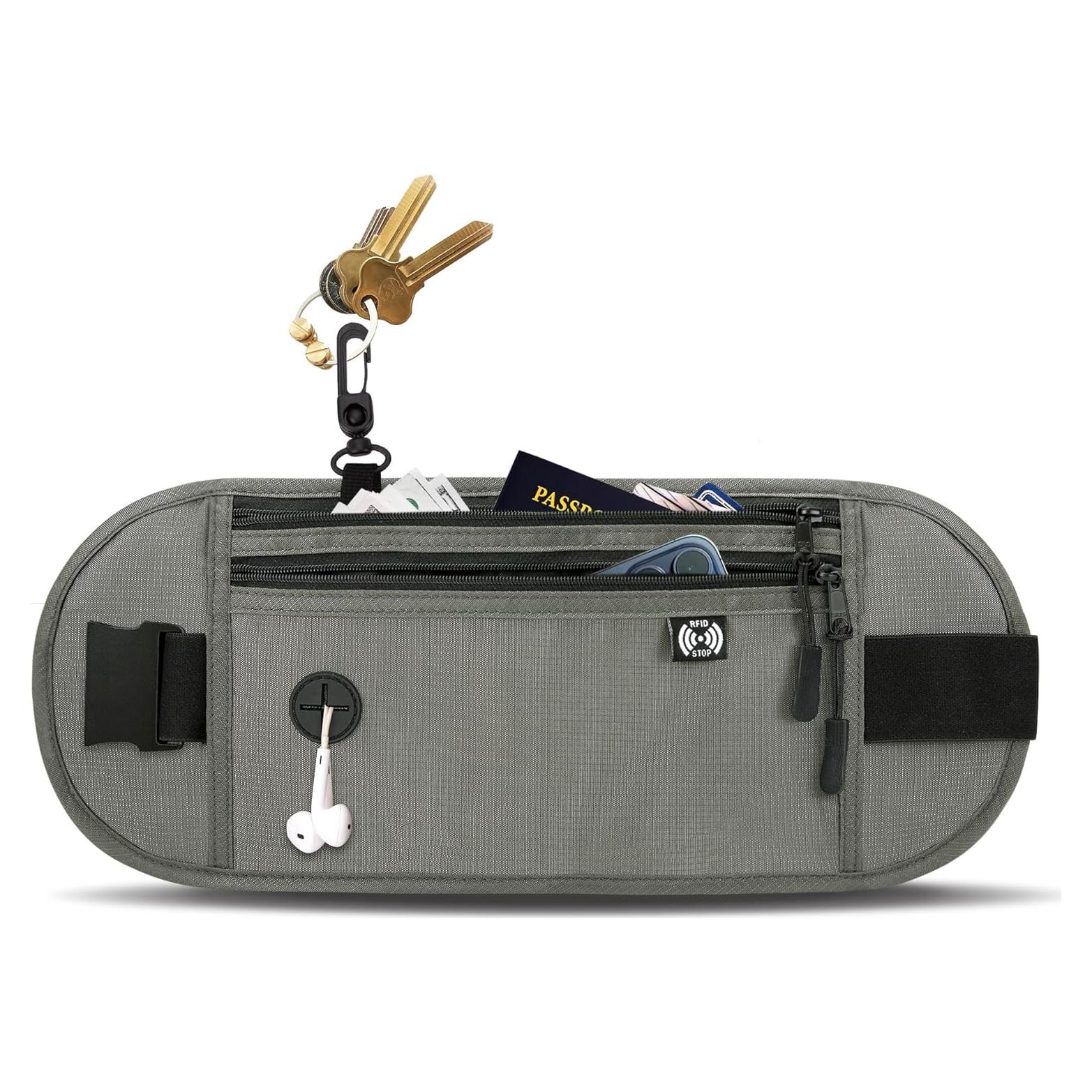 Cinturón de Dinero Oculto Ginsco Gris RFID Ajustable 14"