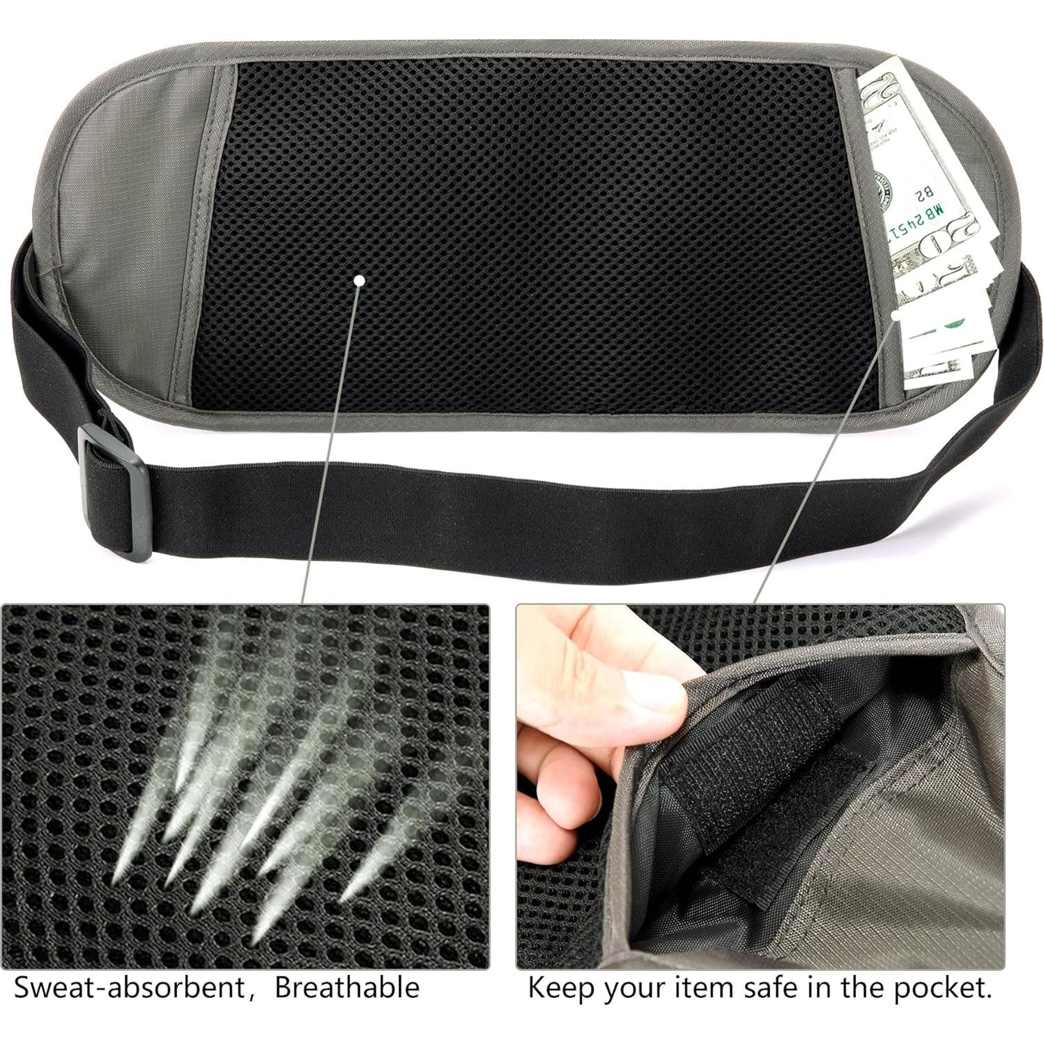 Cinturón de Dinero Oculto Ginsco Gris RFID Ajustable 14"