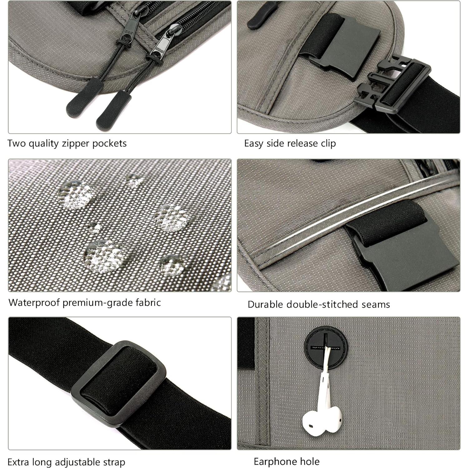 Cinturón de Dinero Oculto Ginsco Gris RFID Ajustable 14"