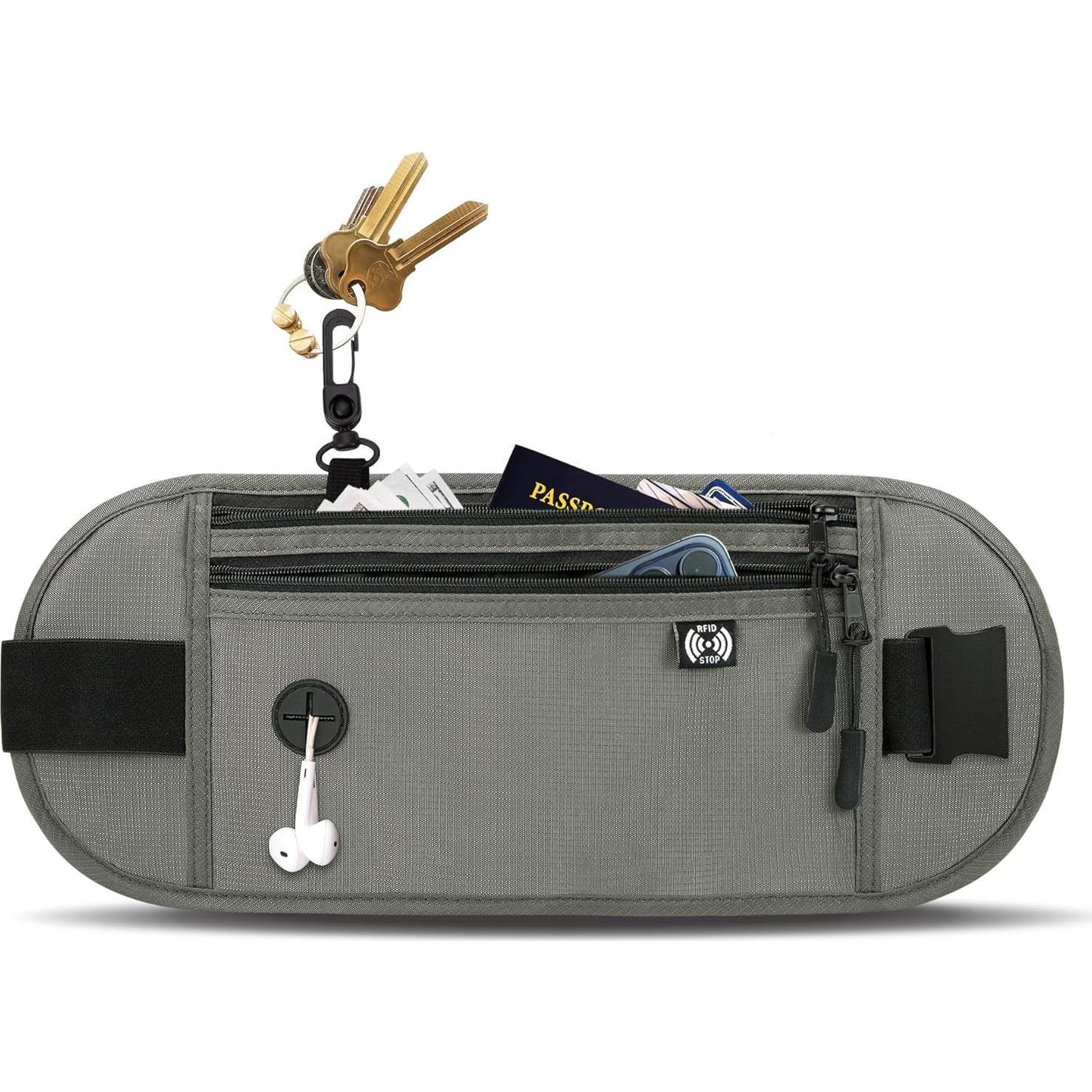 Cinturón de Dinero Oculto Ginsco Gris RFID Ajustable 14"