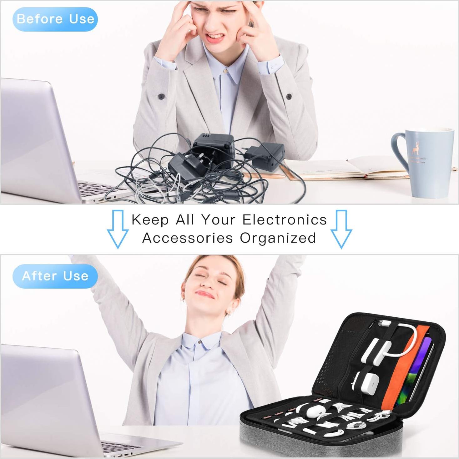 Bolsa Organizadora Electrónica FINPAC 30.5x22.9 cm Negro y Gris