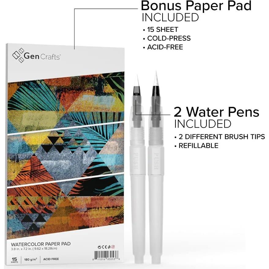 Paleta de Acuarelas Metálicas GenCrafts 24 Colores + 2 Pinceles