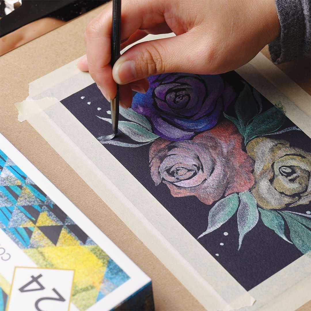 Paleta de Acuarelas Metálicas GenCrafts 24 Colores + 2 Pinceles