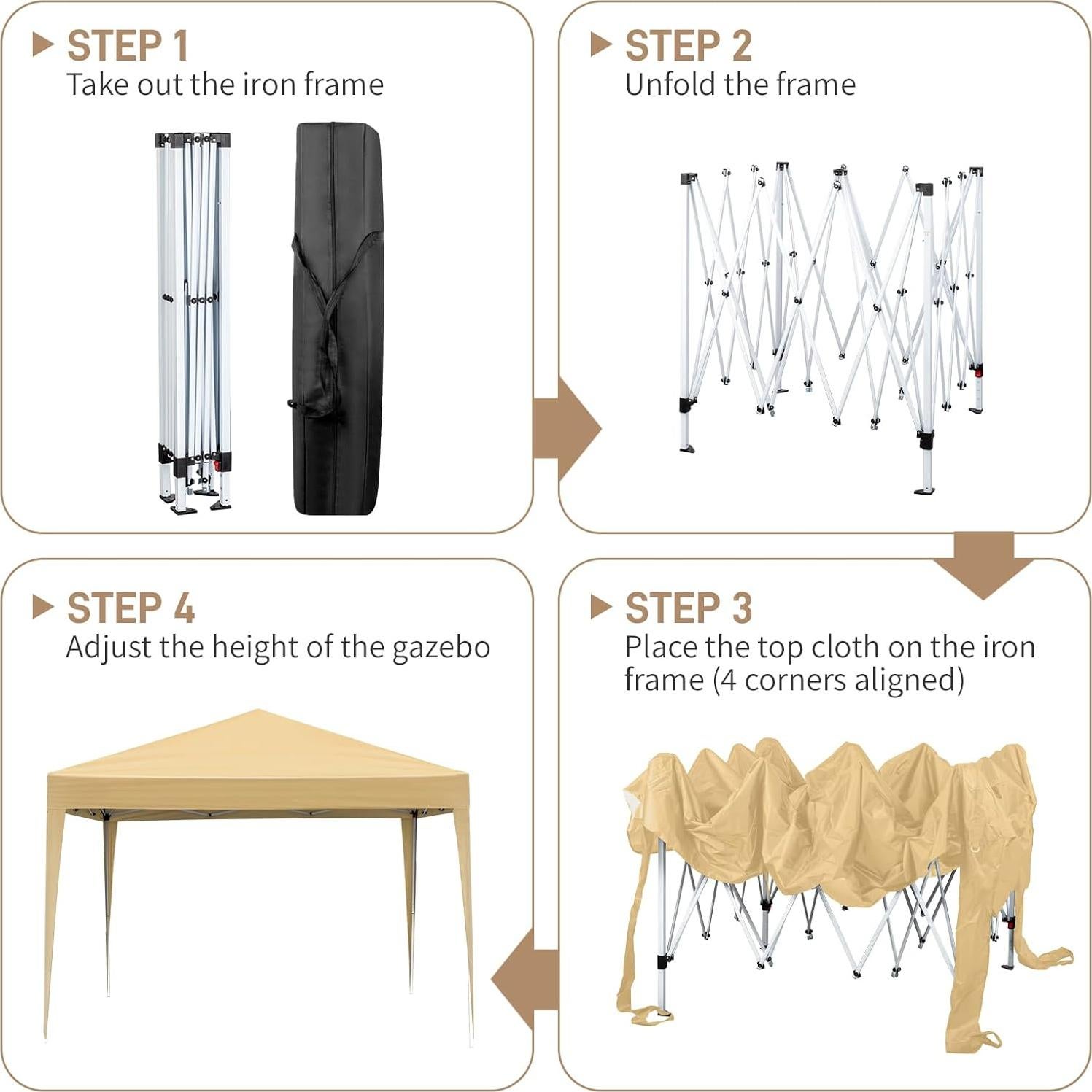 Carpa Plegable 3x3m Guangshuohui Impermeable con 2 Puertas y Ventanas