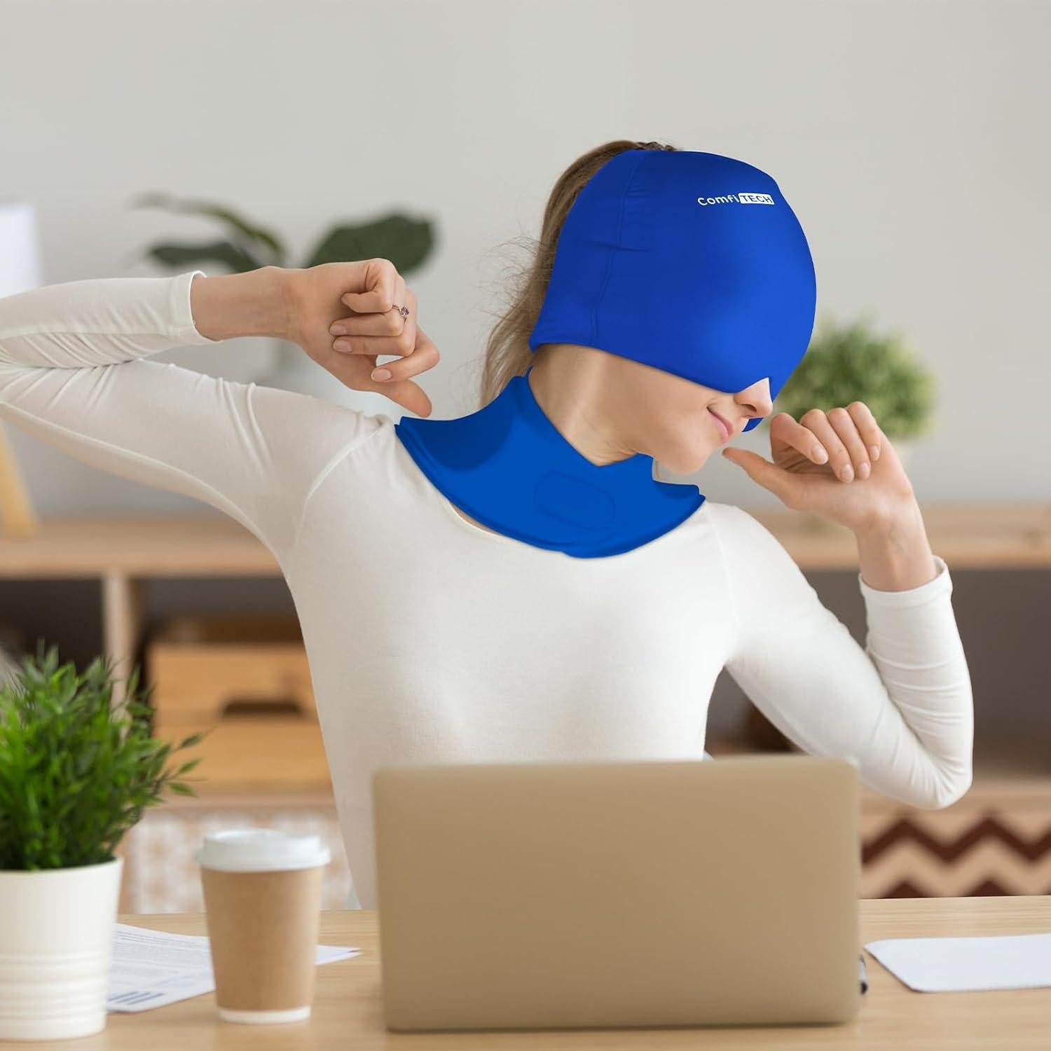 Combo Capucha Fría y Paquete de Hielo ComfiTECH Azul