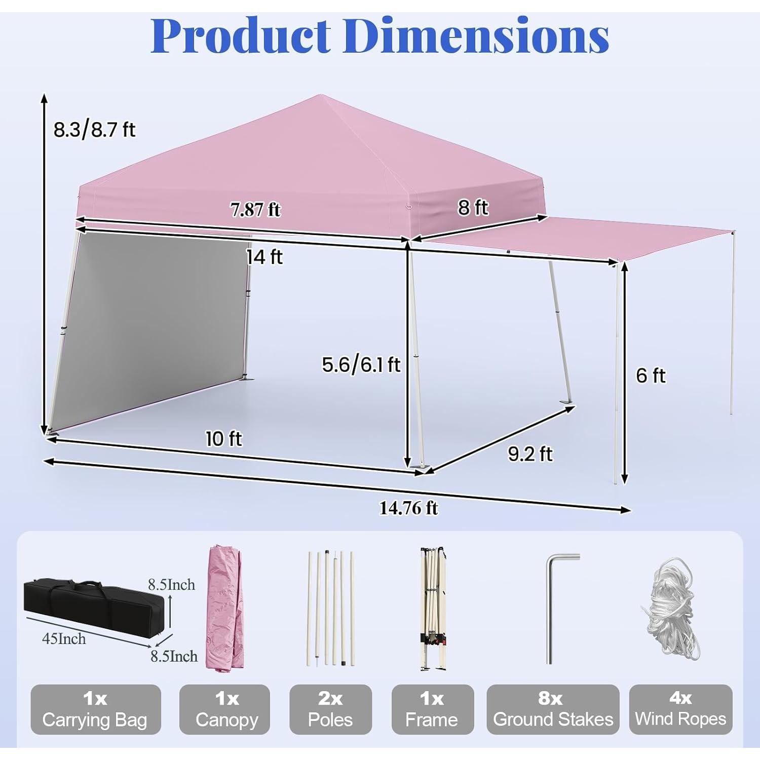 Carpa Plegable Goplus 4.3x2.8m con 2 Paredes Laterales UPF50+