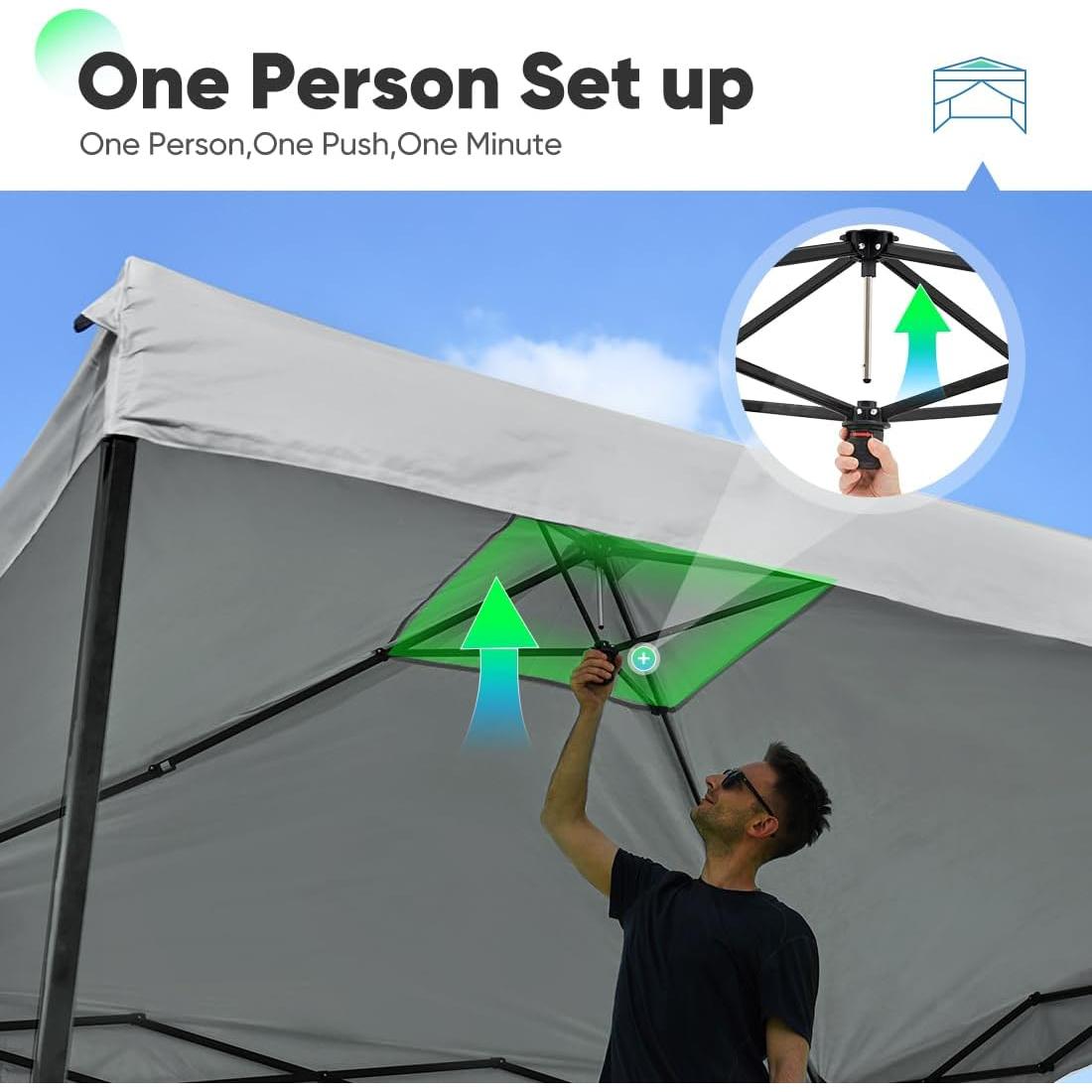 Quictent 10x10 Pop up Canopy Tent with Sidewalls, 2 in 1 Screened with Roll-up Mesh Window Sidewalls, One Person Set up for Camping, Backyard and Outdoor Events