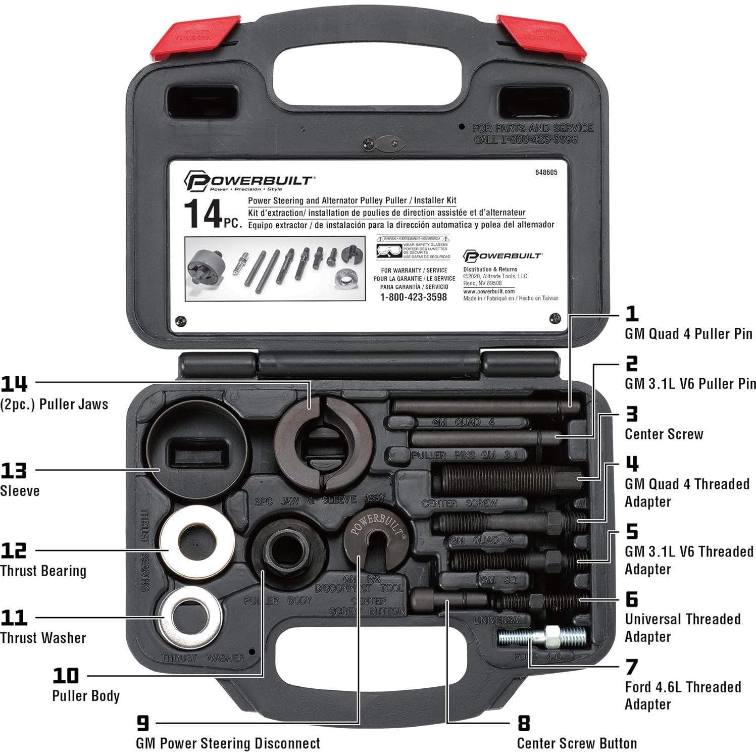 Juego de Herramientas Powerbuilt para Poleas de 14 Piezas