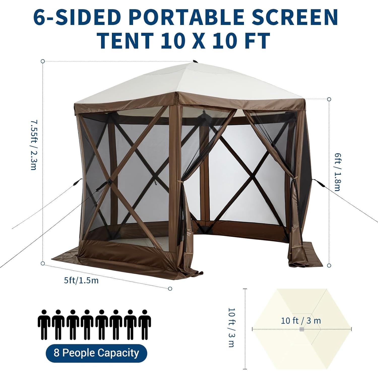 Carpa Gazebo Portátil Towallmark 10x10FT Impermeable con Mosquitera