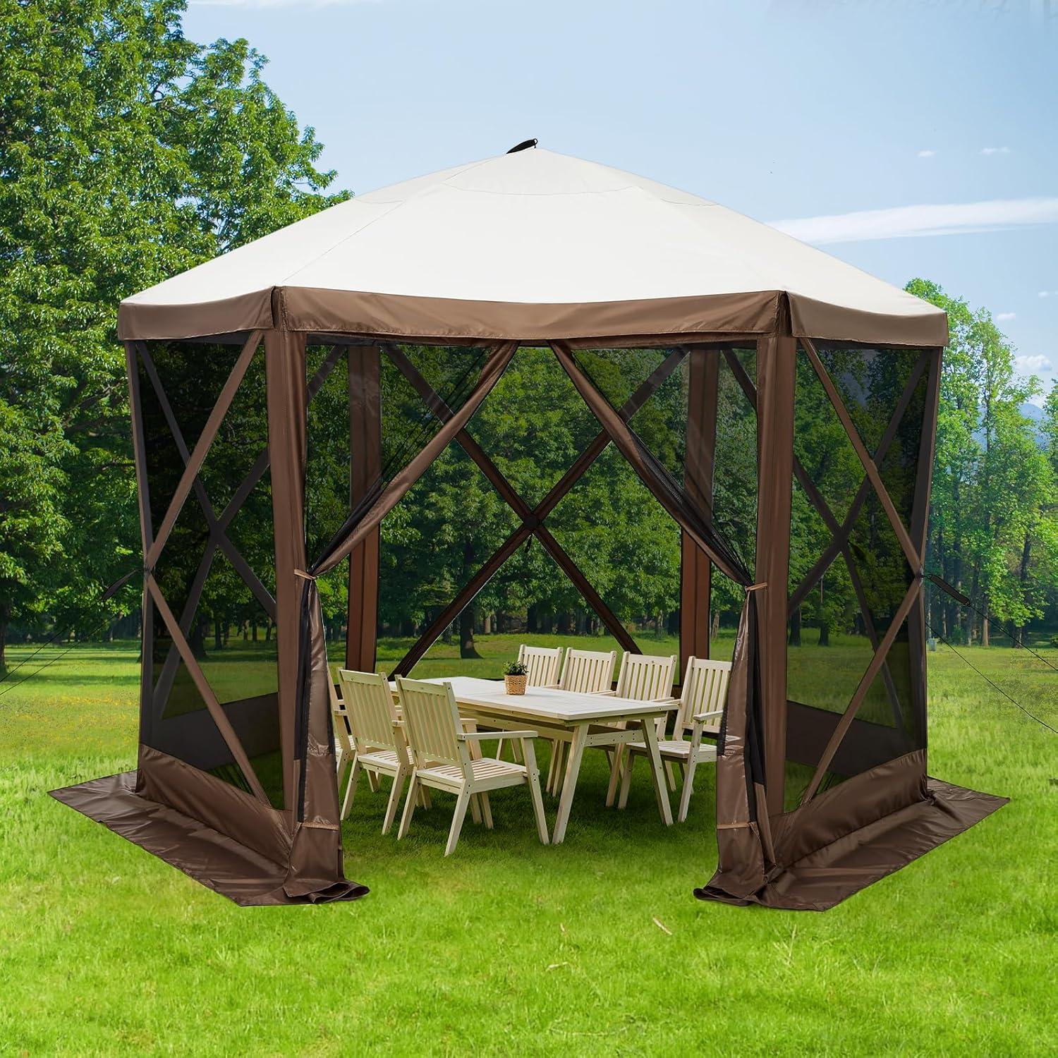 Carpa Gazebo Portátil Towallmark 10x10FT Impermeable con Mosquitera
