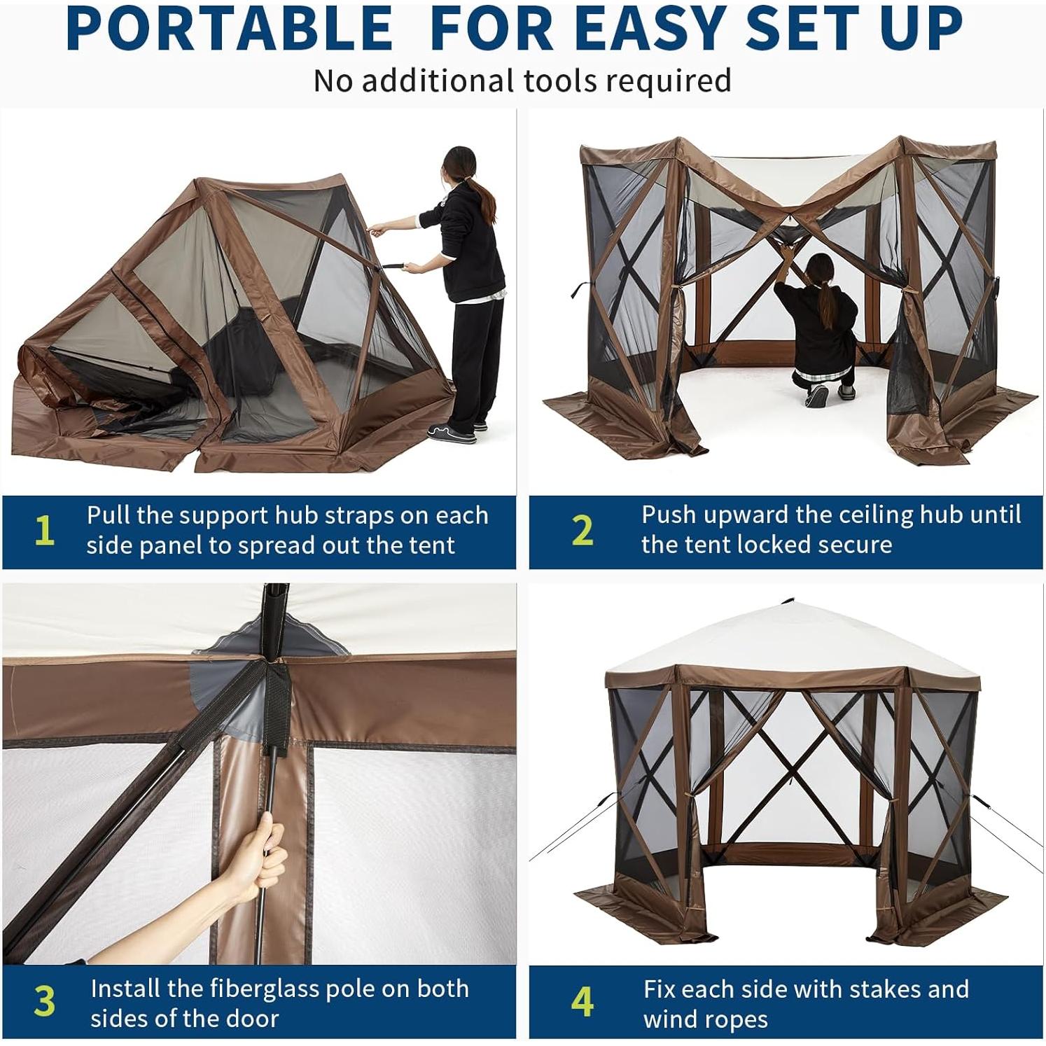 Carpa Gazebo Portátil Towallmark 10x10FT Impermeable con Mosquitera