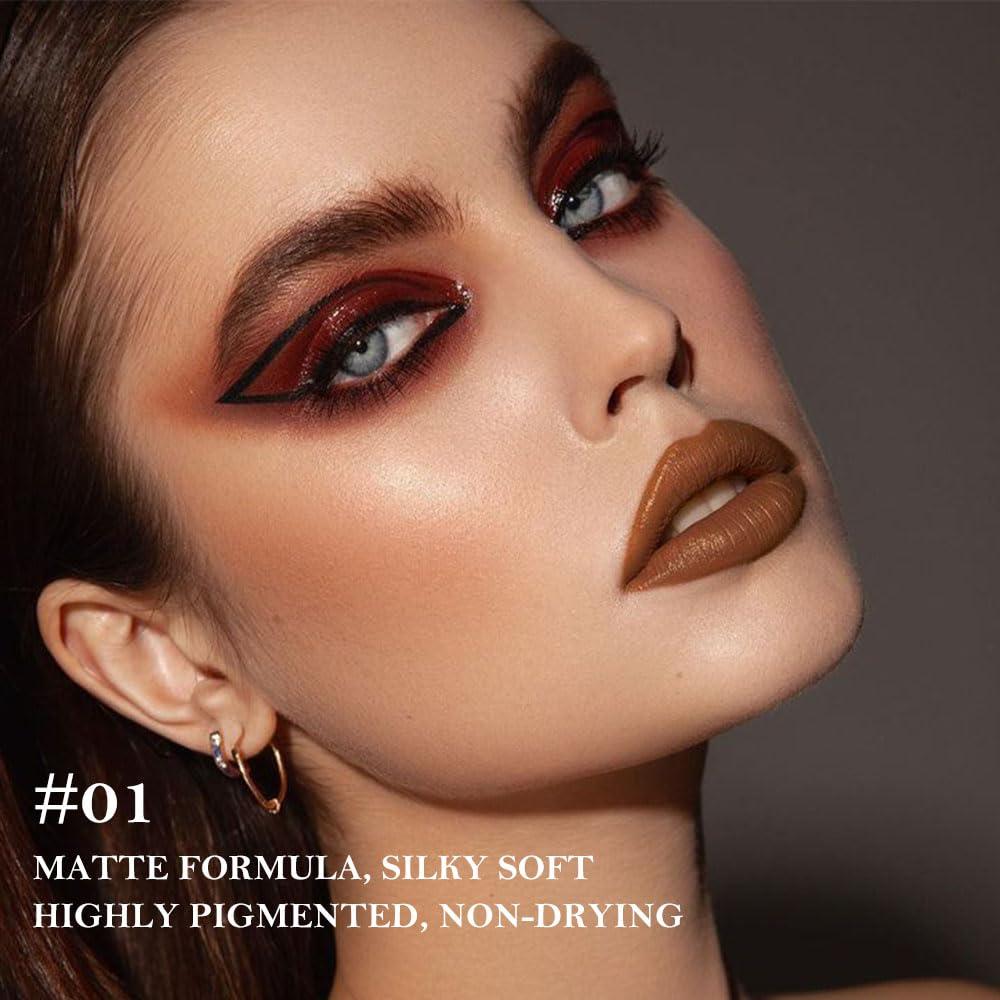 Lápiz Labial Mate JUAAZIN 01# Marrón Cálido Retráctil 1 Unidad