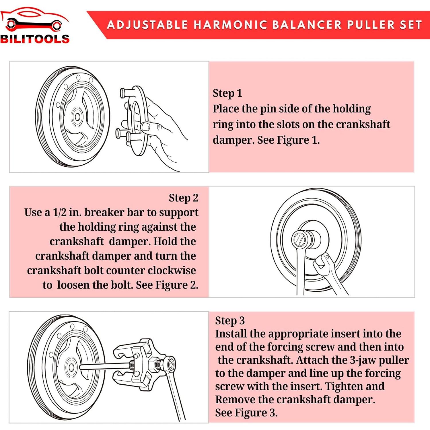 Extractor de Amortiguador Armónico BILITOOLS Kit 3 Garras