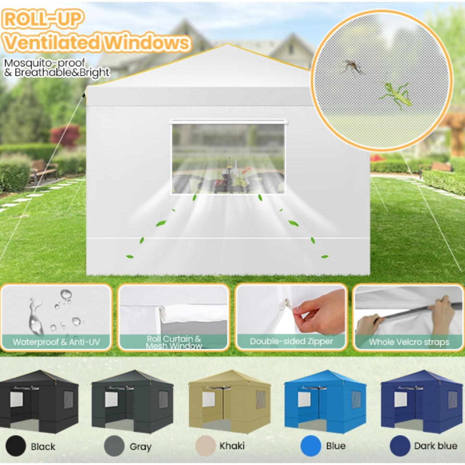 Carpa Plegable COBIZI 3x3m Impermeable con Ventanas Malla
