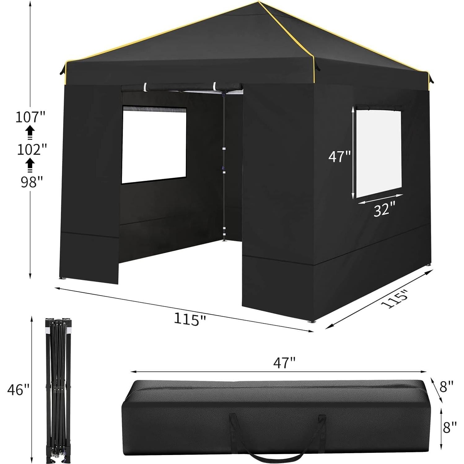 Carpa Plegable COBIZI 3x3m Impermeable con Ventanas Malla