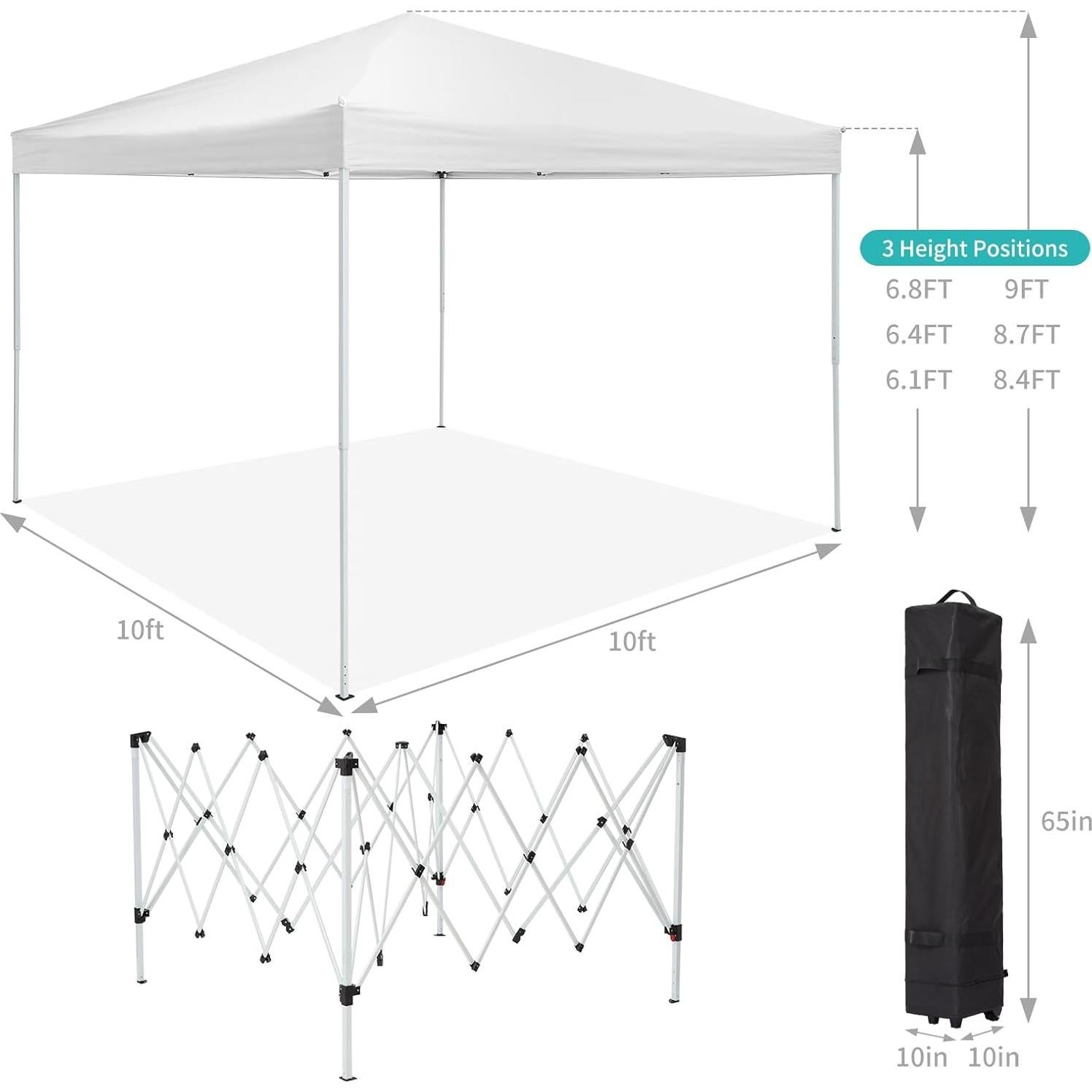 Carpa Plegable Festisoul Blanca 3 Alturas Ajustables 13.7 kg