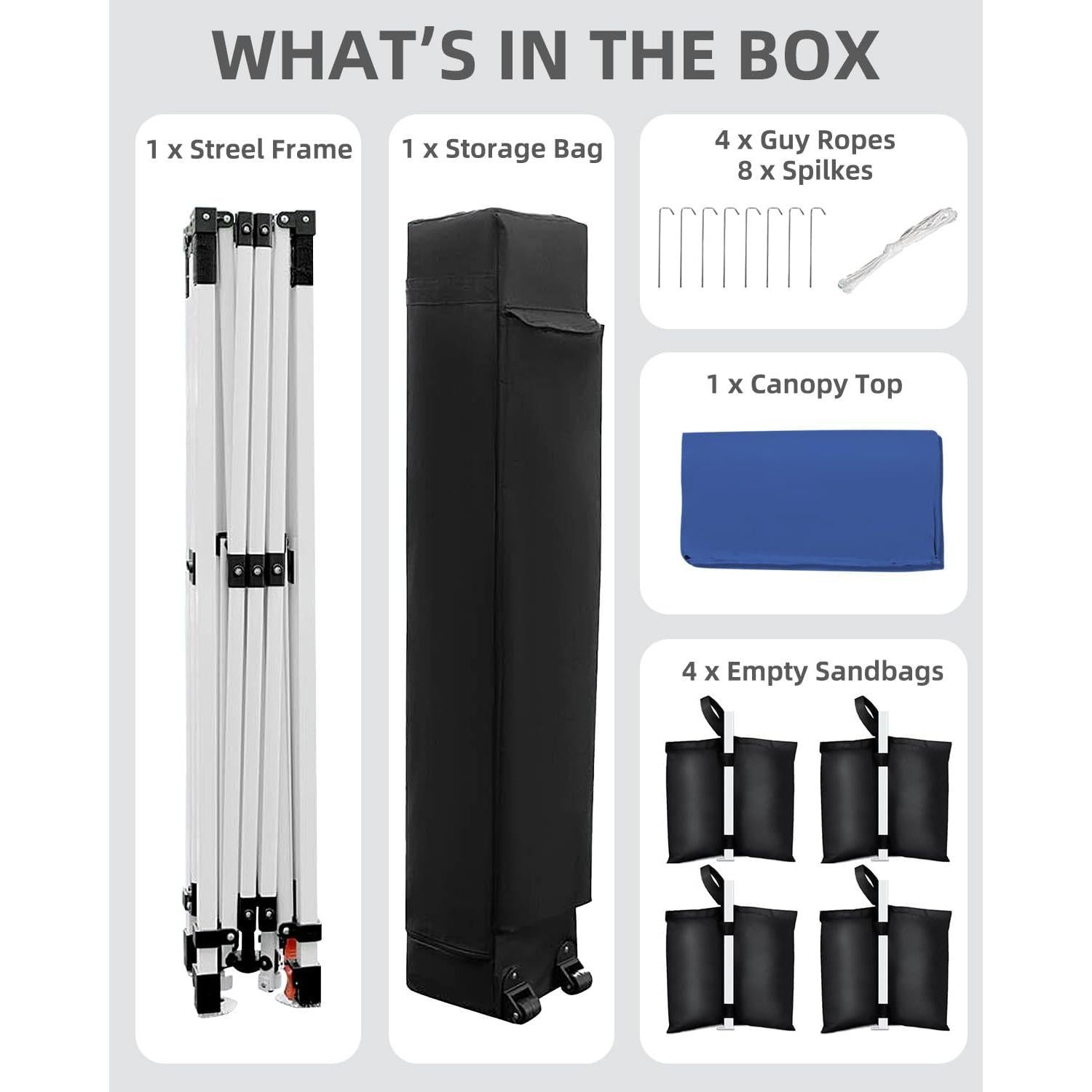 Carpa Plegable PeakPursuit 3.05x3.05m Azul con Protección UV