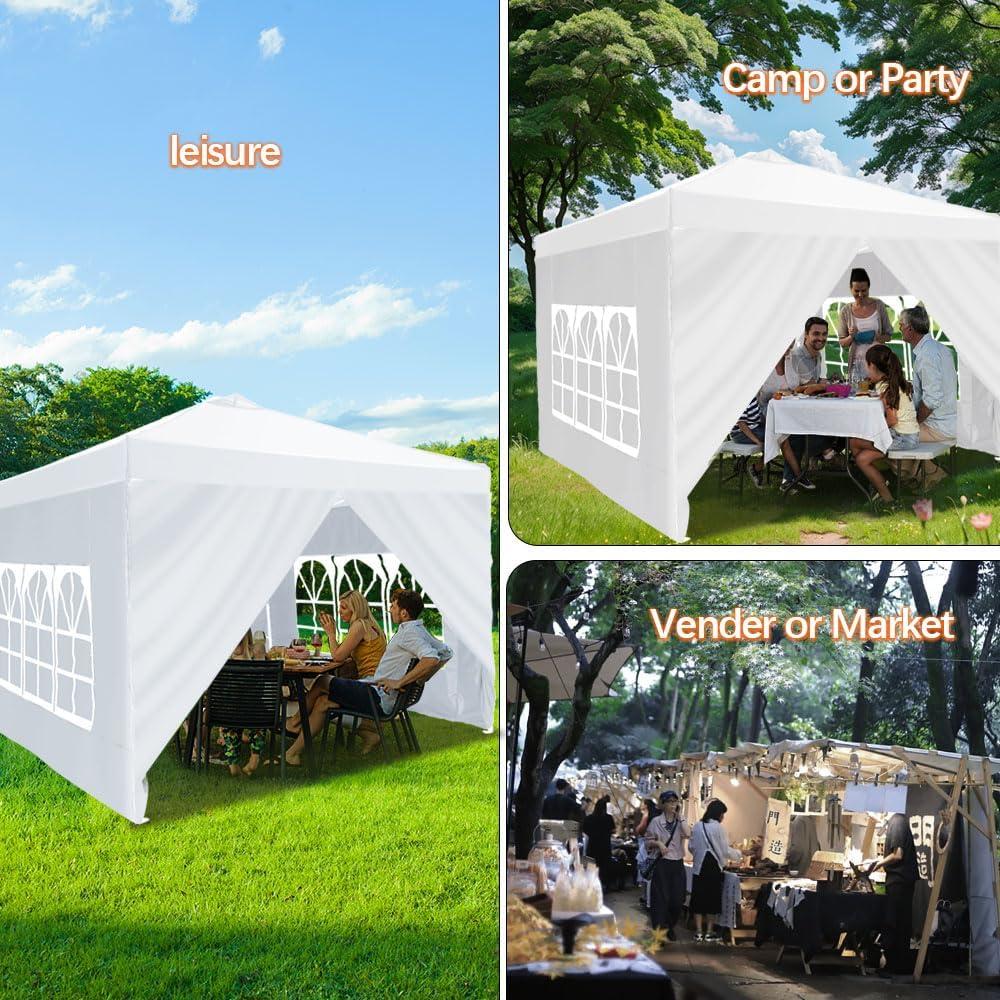 Carpa Plegable 3x3m KRIPOWA Blanca Impermeable con Paredes