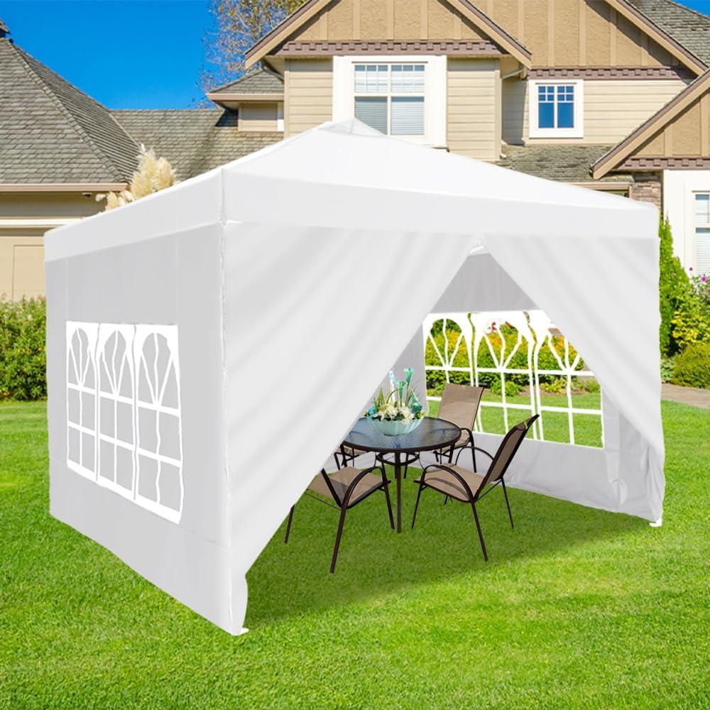 Carpa Plegable 3x3m KRIPOWA Blanca Impermeable con Paredes