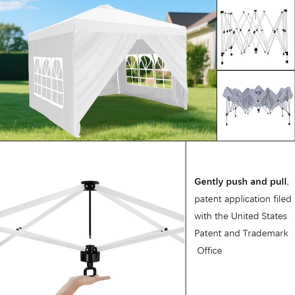 Carpa Plegable 3x3m KRIPOWA Blanca Impermeable con Paredes