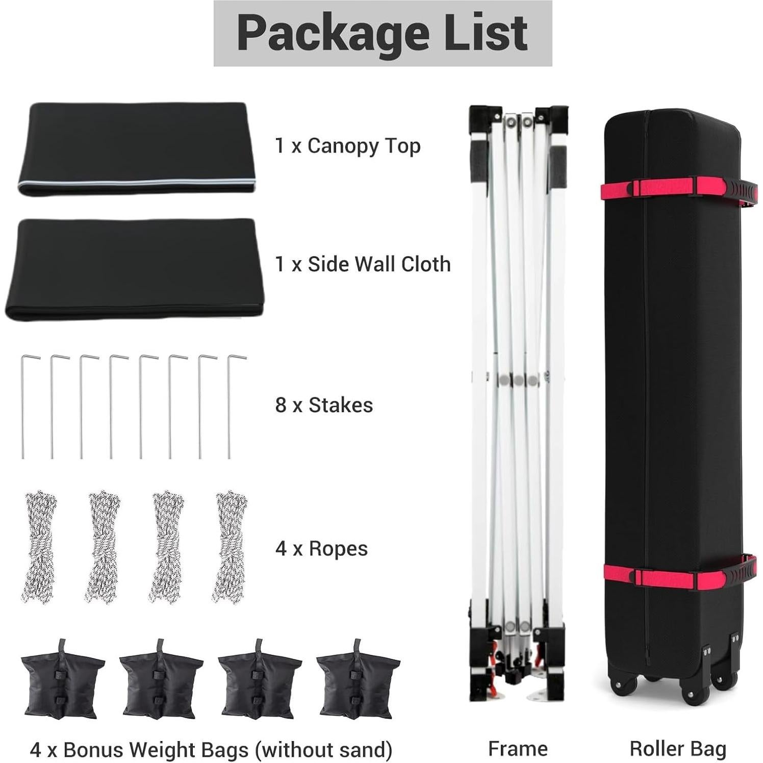 Carpa Portátil 3x3m LinTimes Negra con Techo Ventilado