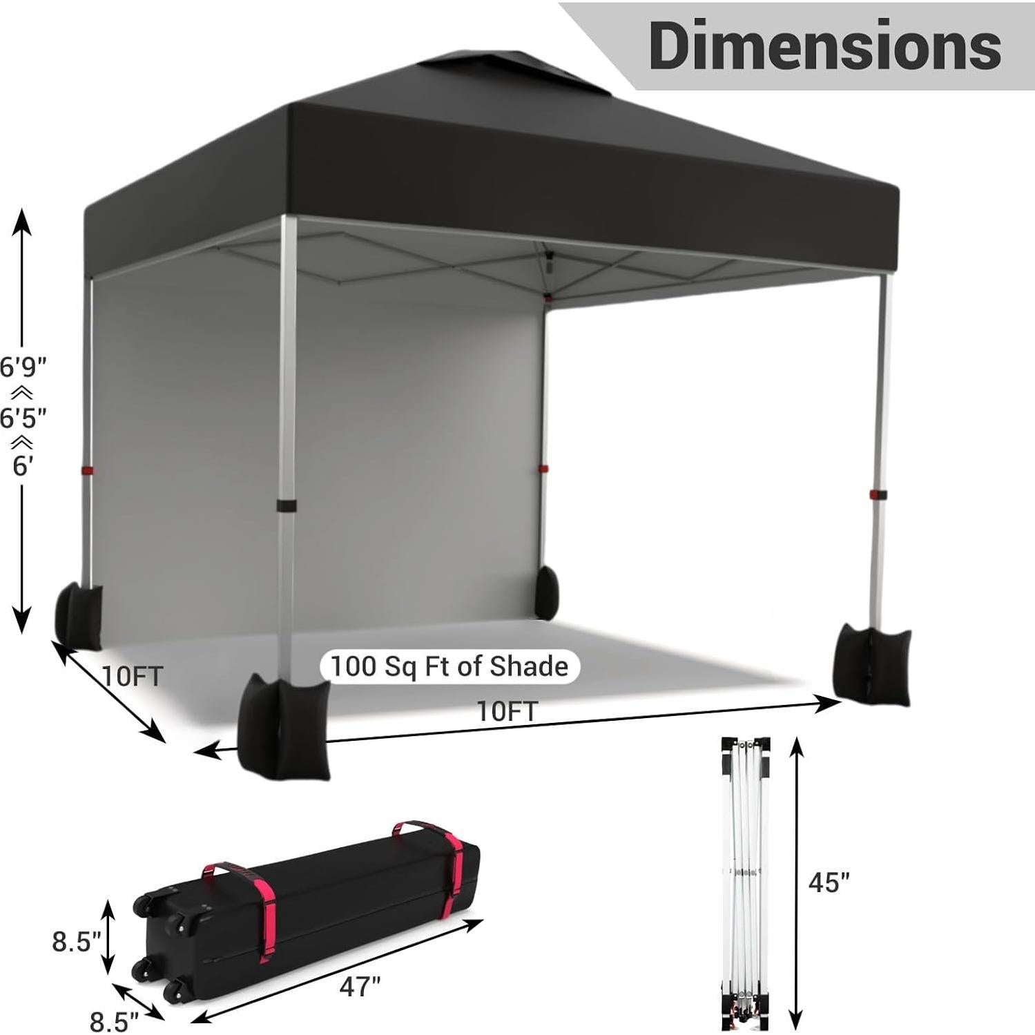 Carpa Portátil 3x3m LinTimes Negra con Techo Ventilado