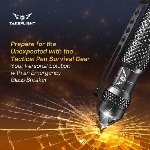 Bolígrafo Táctico TF TAKEFLIGHT - EDC Supervivencia Negro