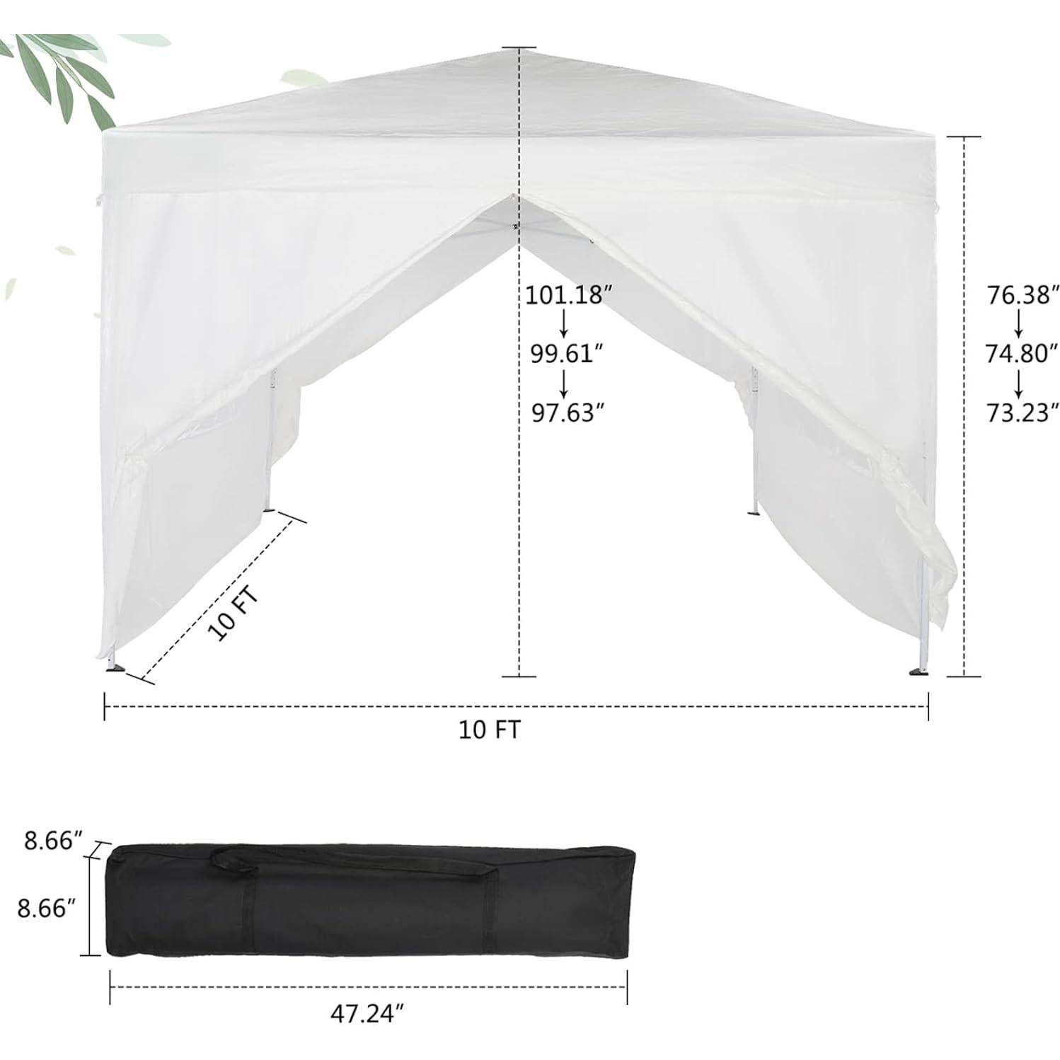 Carpa de Dosel Instantánea Stephi 3x3m Impermeable con 4 Paredes