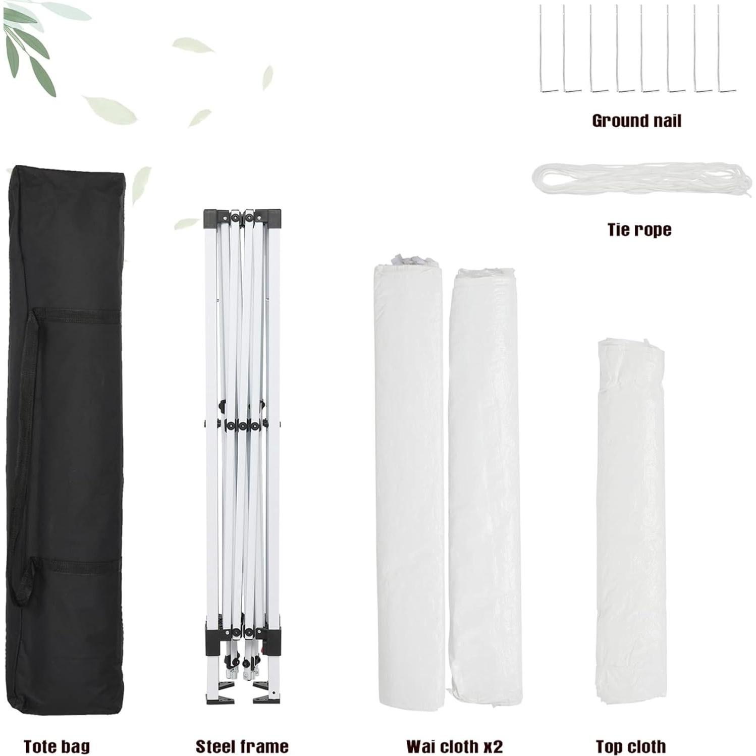 Carpa de Dosel Instantánea Stephi 3x3m Impermeable con 4 Paredes