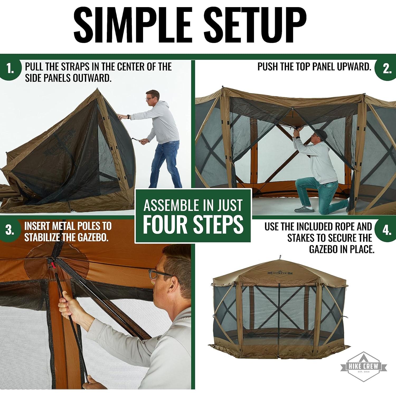 Carpa Plegable Hike Crew 12x12 Pies para Camping 8 Personas
