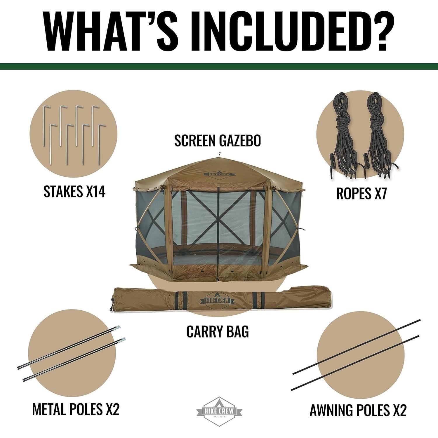 Carpa Plegable Hike Crew 12x12 Pies para Camping 8 Personas