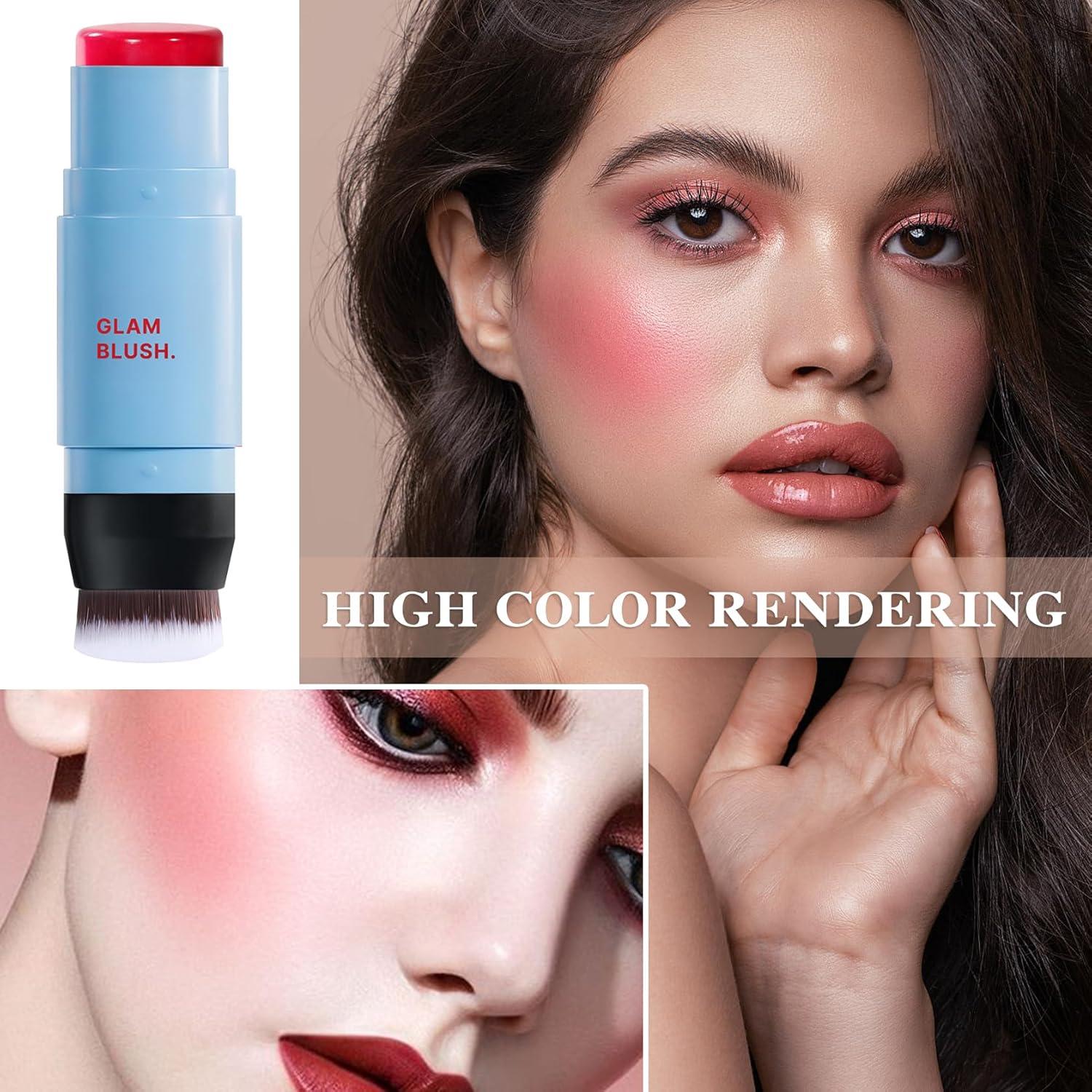 Bastón de Rubor Crema LZYLLS 2 en 1 con Brocha - Ligero y Duradero