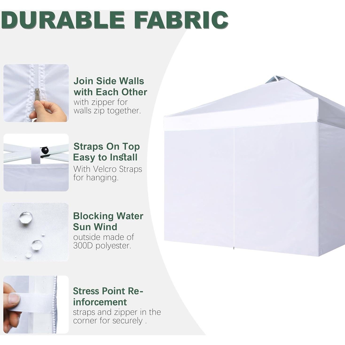 Paredes Laterales para Carpa Canopy SCOMANAGE 1.98x3.05m Blanca