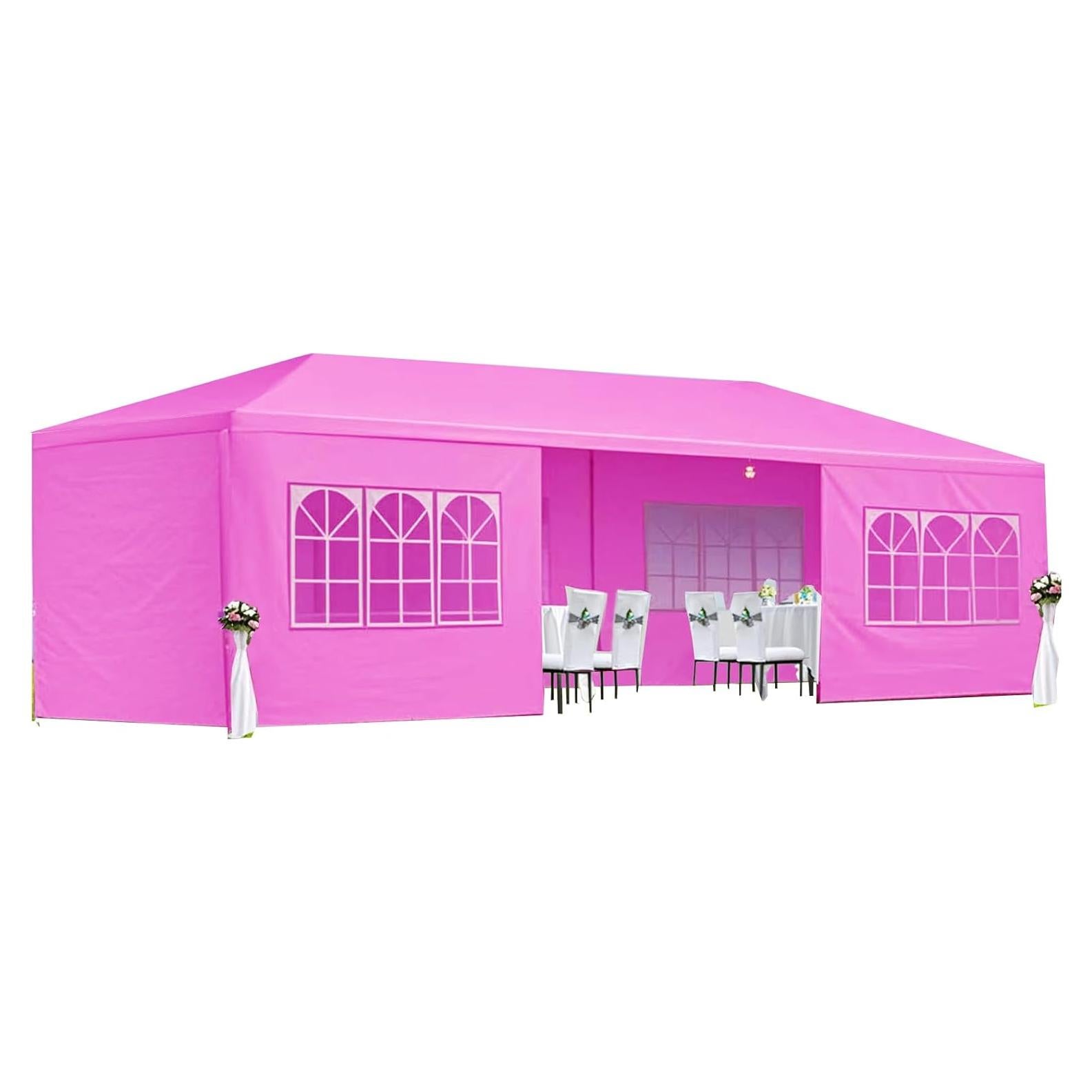 Carpa de Fiesta Mochalight 10x30FT Rosa con 8 Paredes Removibles