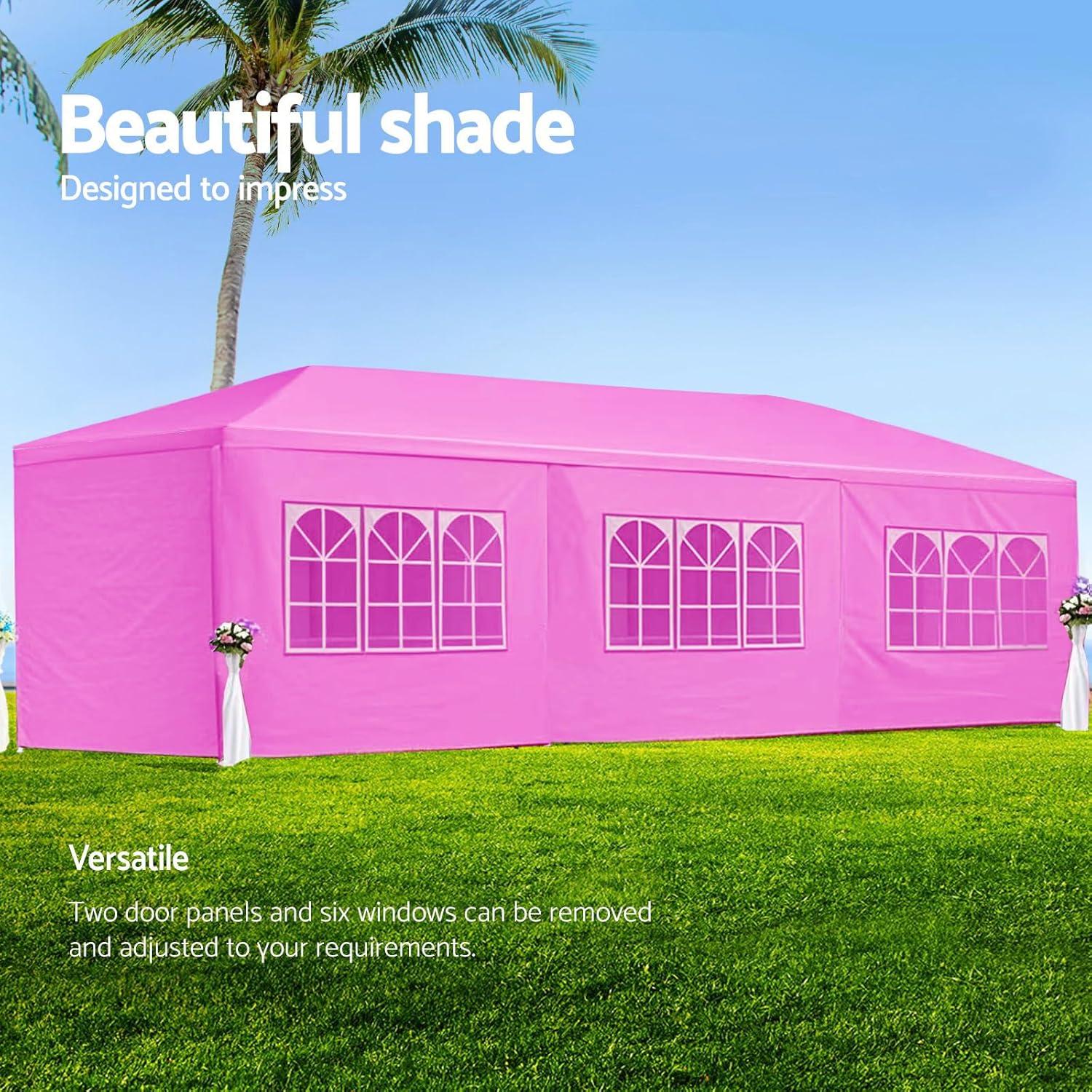 Carpa de Fiesta Mochalight 10x30FT Rosa con 8 Paredes Removibles